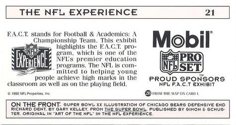 1992 NFL Experience #21 Super Bowl XX Back