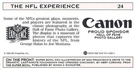 1992 NFL Experience #24 Super Bowl XXIII Back
