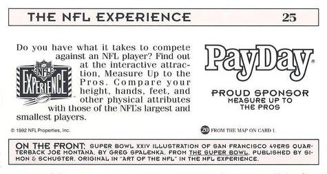 1992 NFL Experience #25 Super Bowl XXIV Back
