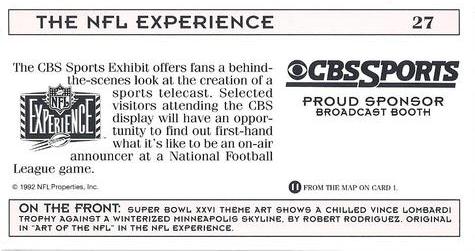 1992 NFL Experience #27 Super Bowl XXVI Back