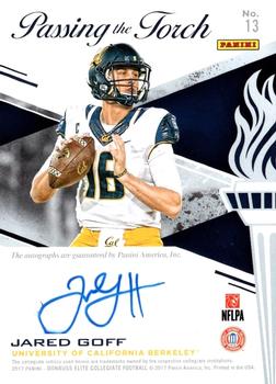2017 Panini Elite Draft Picks - Passing the Torch Autographs #13 Aaron Rodgers / Jared Goff Back