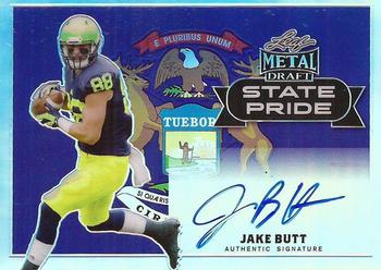 2017 Leaf Metal Draft - State Pride Autographs Silver #SP-JB1 Jake Butt Front
