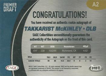 2017 SAGE HIT - Autographs #A2 Takkarist McKinley Back