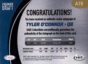 2017 SAGE HIT - Autographs #A19 Tyler O'Connor Back