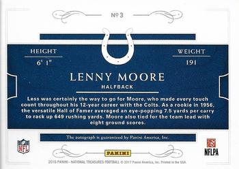 2016 Panini National Treasures - All-Decade Signatures #3 Lenny Moore Back