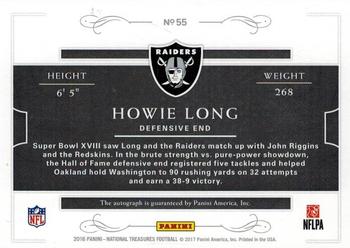 2016 Panini National Treasures - All-Decade Signatures #55 Howie Long Back