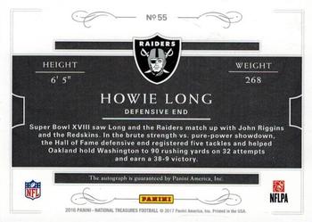 2016 Panini National Treasures - All-Decade Signatures Emerald #55 Howie Long Back