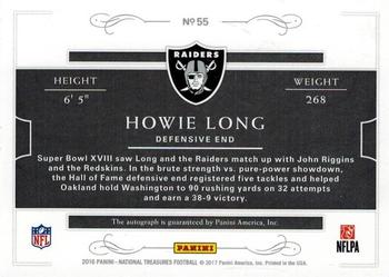 2016 Panini National Treasures - All-Decade Signatures Holo Gold #55 Howie Long Back