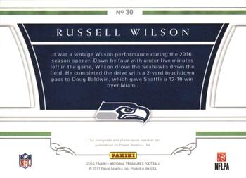 2016 Panini National Treasures - Colossal Laundry Tag Signatures #30 Russell Wilson Back