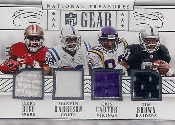 2016 Panini National Treasures - NFL Gear Quads #18 Jerry Rice / Marvin Harrison / Cris Carter / Tim Brown Front