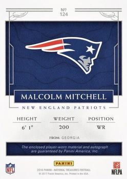 2016 Panini National Treasures - Rookie Autograph Patch (RPS) Silver #124 Malcolm Mitchell Back