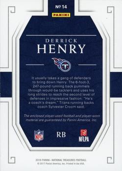 2016 Panini National Treasures - Rookie Dual Materials Jersey Number Red #14 Derrick Henry Back