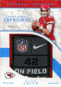 2016 Panini National Treasures - Tremendous Treasures Laundry Tag #TTR-AS Alex Smith Front