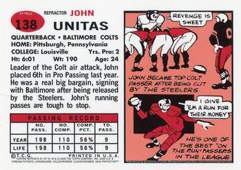 2000 Topps Chrome - Johnny Unitas Reprints Refractors #R1 Johnny Unitas Back