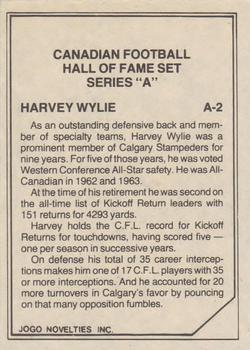 1983 JOGO CFL Hall of Fame Series A #A-2 Harvey Wylie Back
