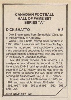 1983 JOGO CFL Hall of Fame Series A #A-8 Dick Shatto Back
