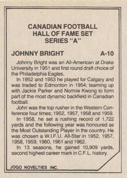 1983 JOGO CFL Hall of Fame Series A #A-10 Johnny Bright Back