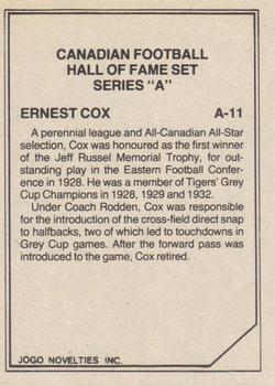 1983 JOGO CFL Hall of Fame Series A #A-11 Ernest Cox Back