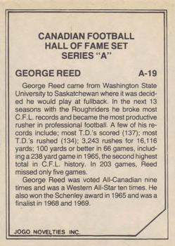 1983 JOGO CFL Hall of Fame Series A #A-19 George Reed Back