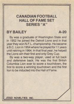 1983 JOGO CFL Hall of Fame Series A #A-20 By Bailey Back