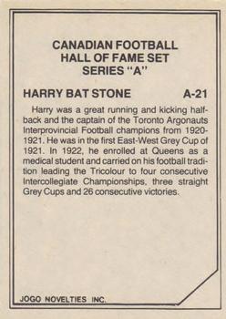 1983 JOGO CFL Hall of Fame Series A #A-21 Harry Batstone Back