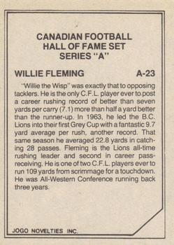 1983 JOGO CFL Hall of Fame Series A #A-23 Willie Fleming Back