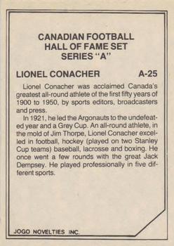 1983 JOGO CFL Hall of Fame Series A #A-25 Lionel Conacher Back