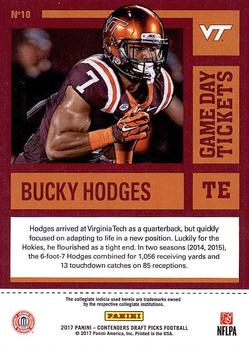2017 Panini Contenders Draft Picks - Game Day Tickets #10 Bucky Hodges Back