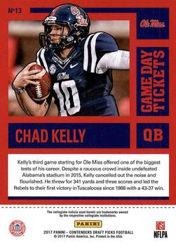 2017 Panini Contenders Draft Picks - Game Day Tickets #13 Chad Kelly Back