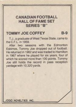 1983 JOGO CFL Hall of Fame Series B #B9 Tommy Joe Coffey Back