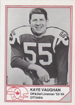 1983 JOGO CFL Hall of Fame Series B #B12 Kaye Vaughan Front
