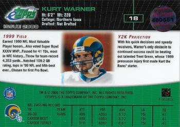 2000 Topps eTopps #18 Kurt Warner Back