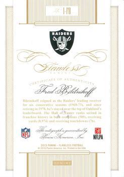 2016 Panini Flawless - 2015 Flawless Inscriptions Gold #I-FB Fred Biletnikoff Back