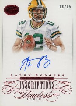 2016 Panini Flawless - 2015 Flawless Inscriptions Ruby #I-AR Aaron Rodgers Front