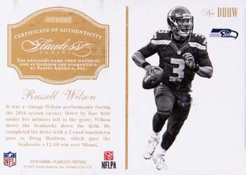2016 Panini Flawless - Dual Patch Autographs #DURW Russell Wilson Back
