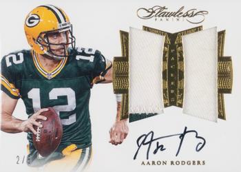 2016 Panini Flawless - Dual Patch Autographs Sapphire #DUAR Aaron Rodgers Front