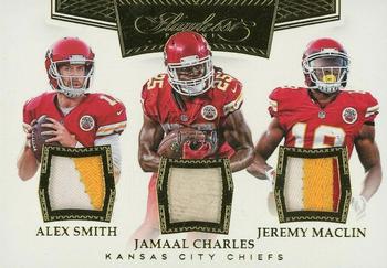 2016 Panini Flawless - Triple Patches #TPKC Alex Smith / Jamaal Charles / Jeremy Maclin Front