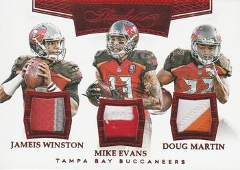 2016 Panini Flawless - Triple Patches Ruby #TPTB Doug Martin / Jameis Winston / Mike Evans Front