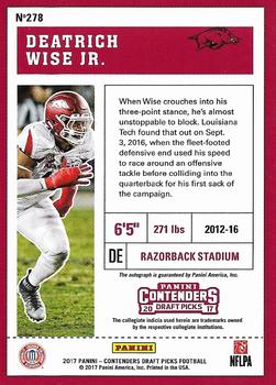 2017 Panini Contenders Draft Picks - Bowl Ticket #278 Deatrich Wise Jr. Back