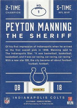 2016 Donruss - Peyton Manning The Sheriff Tribute Red Foil #1 Peyton Manning Back