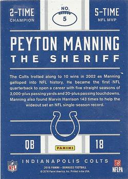 2016 Donruss - Peyton Manning The Sheriff Tribute Red Foil #5 Peyton Manning Back