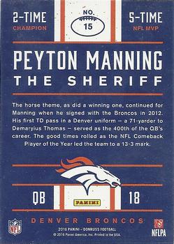 2016 Donruss - Peyton Manning The Sheriff Tribute Red Foil #15 Peyton Manning Back