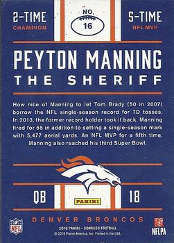 2016 Donruss - Peyton Manning The Sheriff Tribute Red Foil #16 Peyton Manning Back