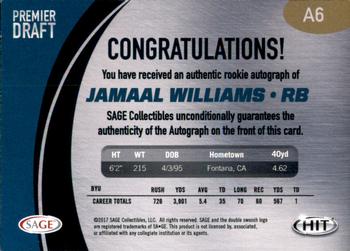2017 SAGE HIT - Autographs Gold #A6 Jamaal Williams Back