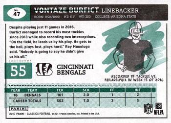 2017 Panini Classics #47 Vontaze Burfict Back