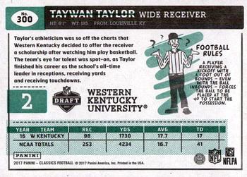 2017 Panini Classics #300 Taywan Taylor Back