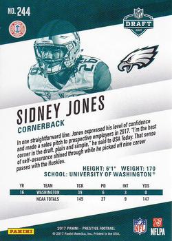 2017 Panini Prestige #244 Sidney Jones Back