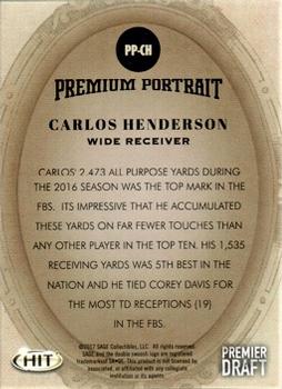 2017 SAGE HIT - Premium Portrait #PP-CH Carlos Henderson Back