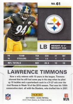 2017 Score - Artist's Proof #61 Lawrence Timmons Back