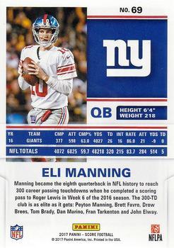 2017 Score - Artist's Proof #69 Eli Manning Back